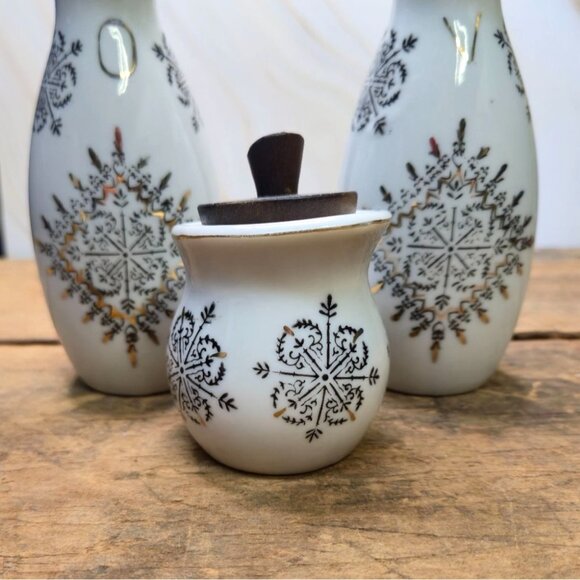 Vintage Atomic Cruet Set Oil Vinegar toothpick Jar Mcm - Picture 4 of 11